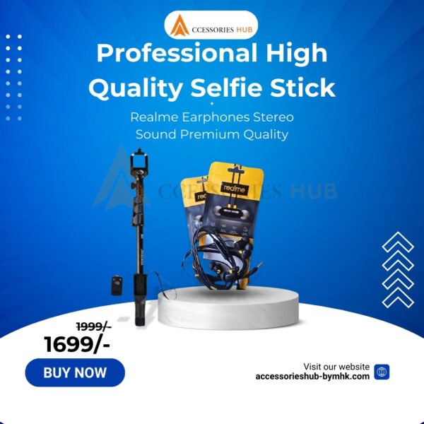 High Quality Selfie Stick + Realme Earphones 2 IN 1 Deal